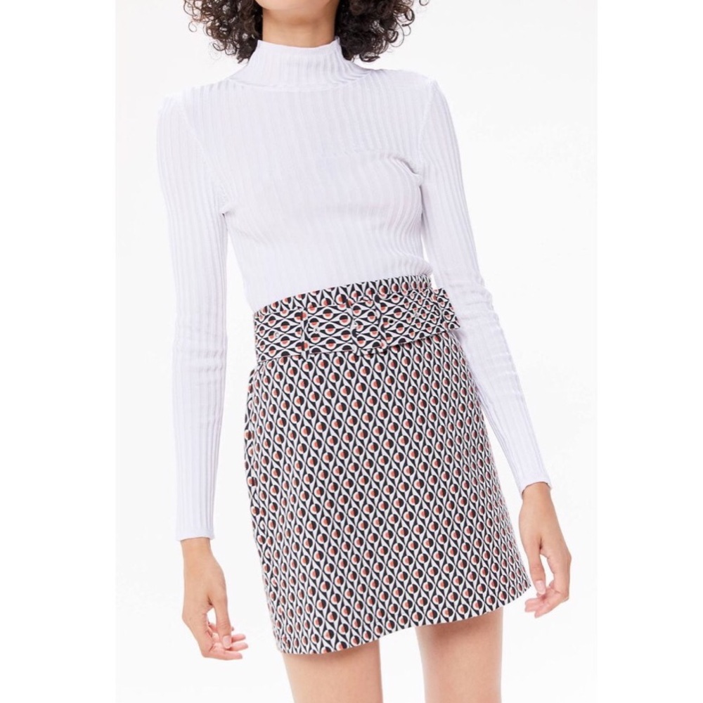 UO Goldie Jacquard Belted Mini Skirt